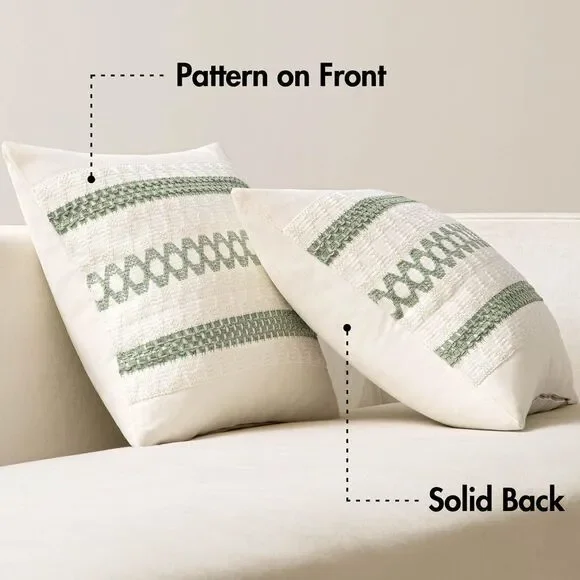 🌿 MIULEE Sage Green Boho Pillow Covers 20x20 Set of 2 Modern Macrame Farmhouse - Picture 3 of 9